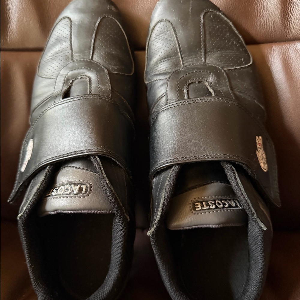 Lacoste Men's Black Leather with Velcro Strap No Lace Preloved
